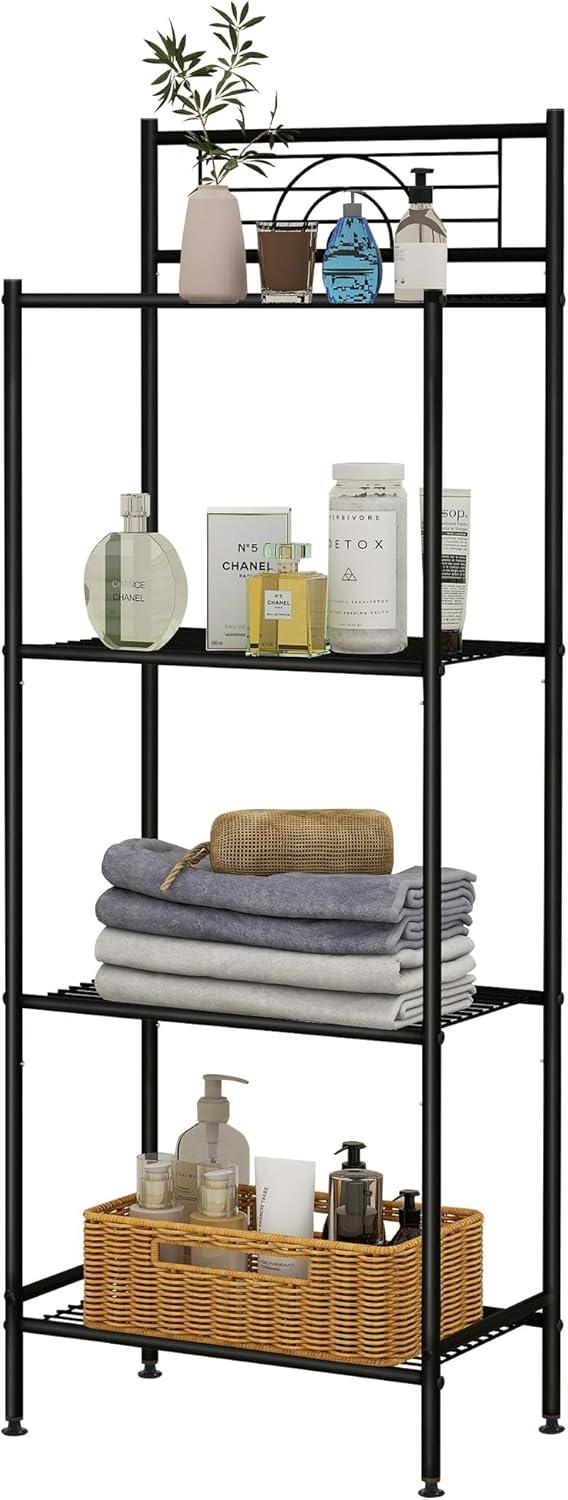 Black Adjustable 4-Tier Metal Wire Storage Shelf