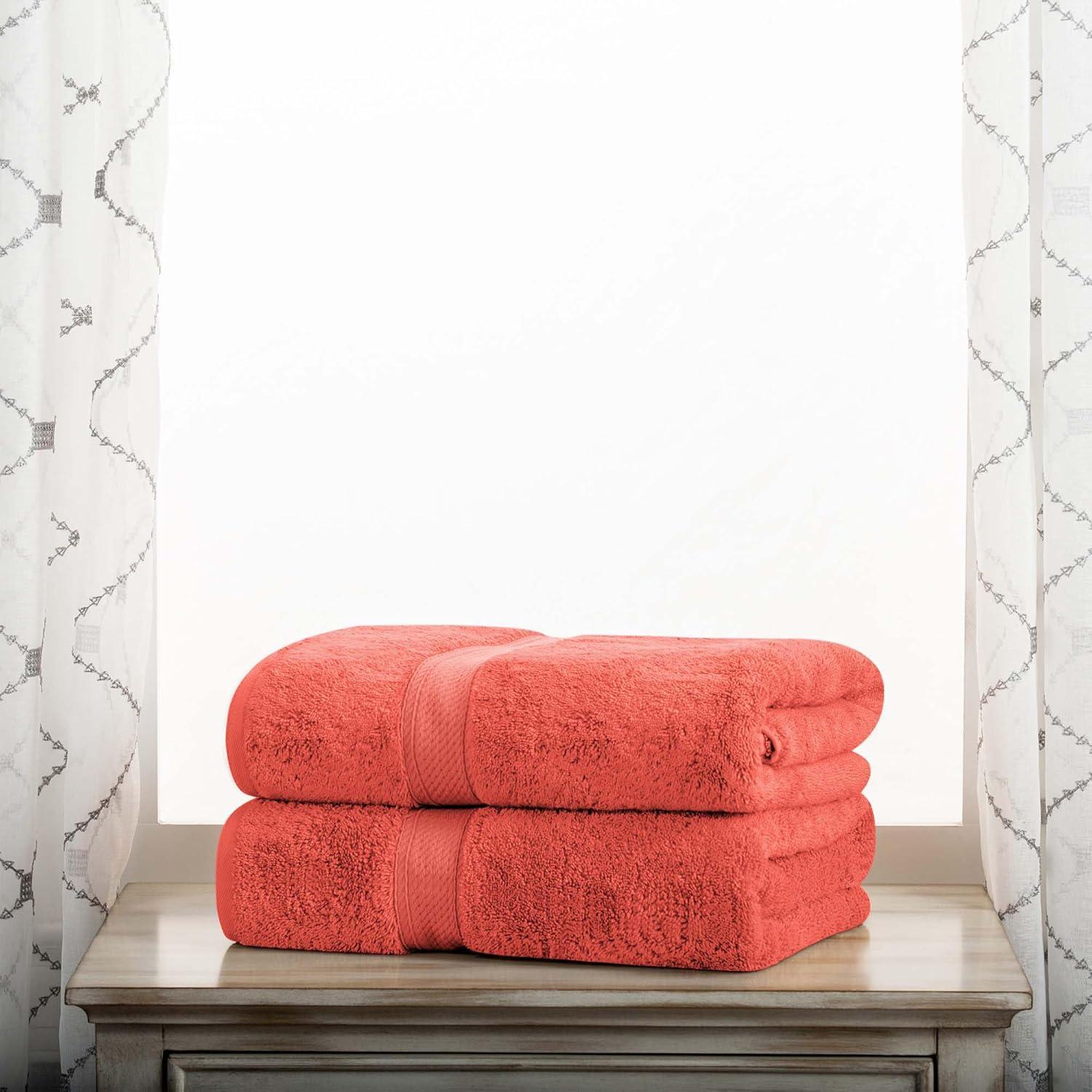 Coral Egyptian Cotton Heavyweight Bath Towel Set