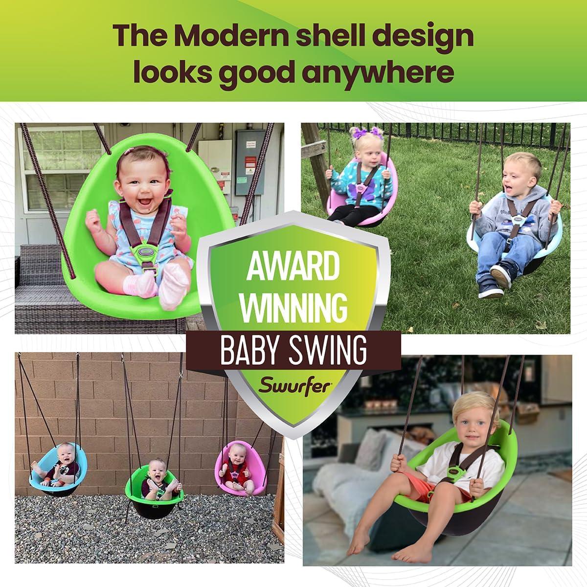 "Kiwi - Your Child'First Swing with Ergonomic Foam-Lined Shell Design, Blister Free Rope and 3-Point Safety Harness, Age9 Monthand Up"