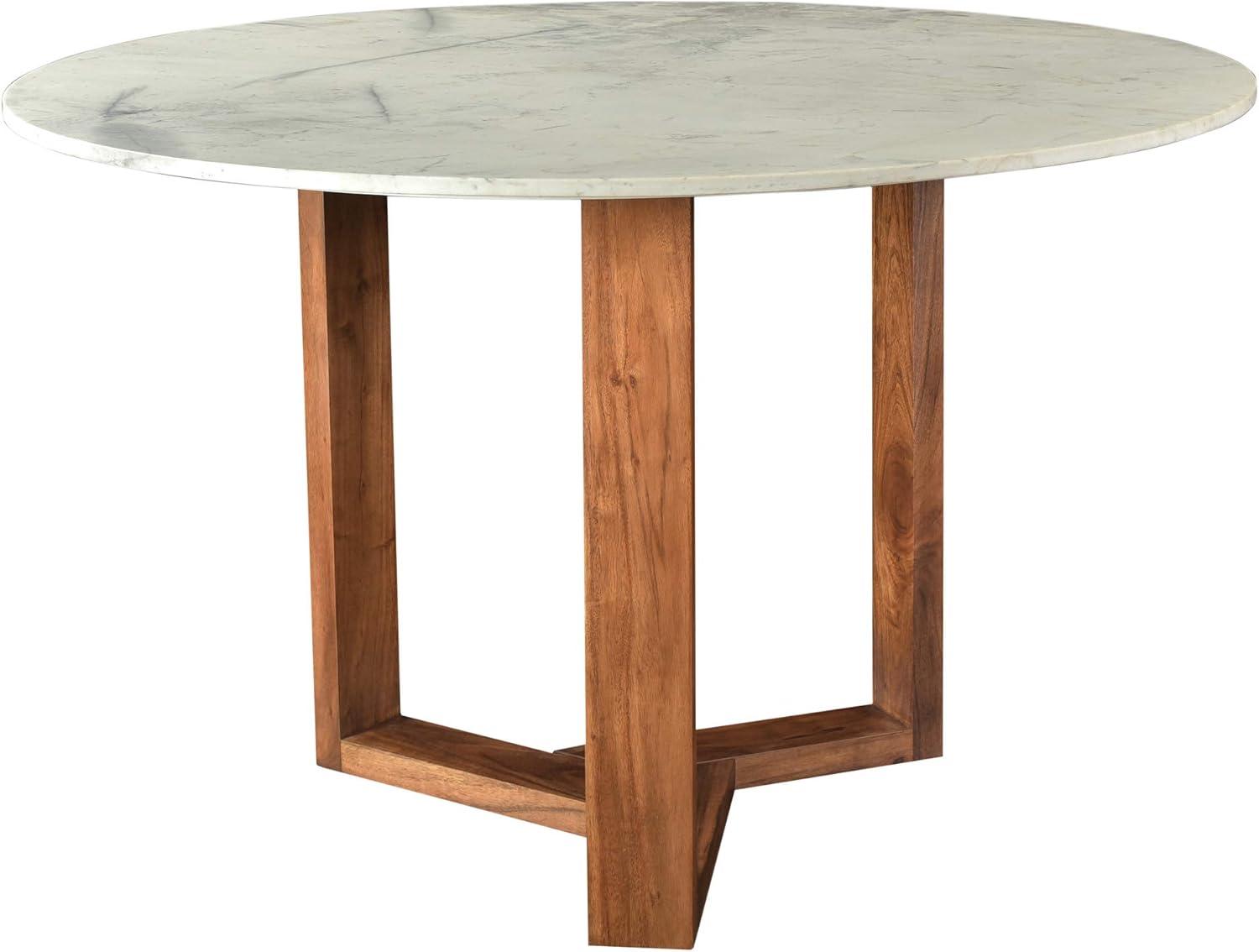 Scandi-Style 48" White Marble Round Dining Table for Six