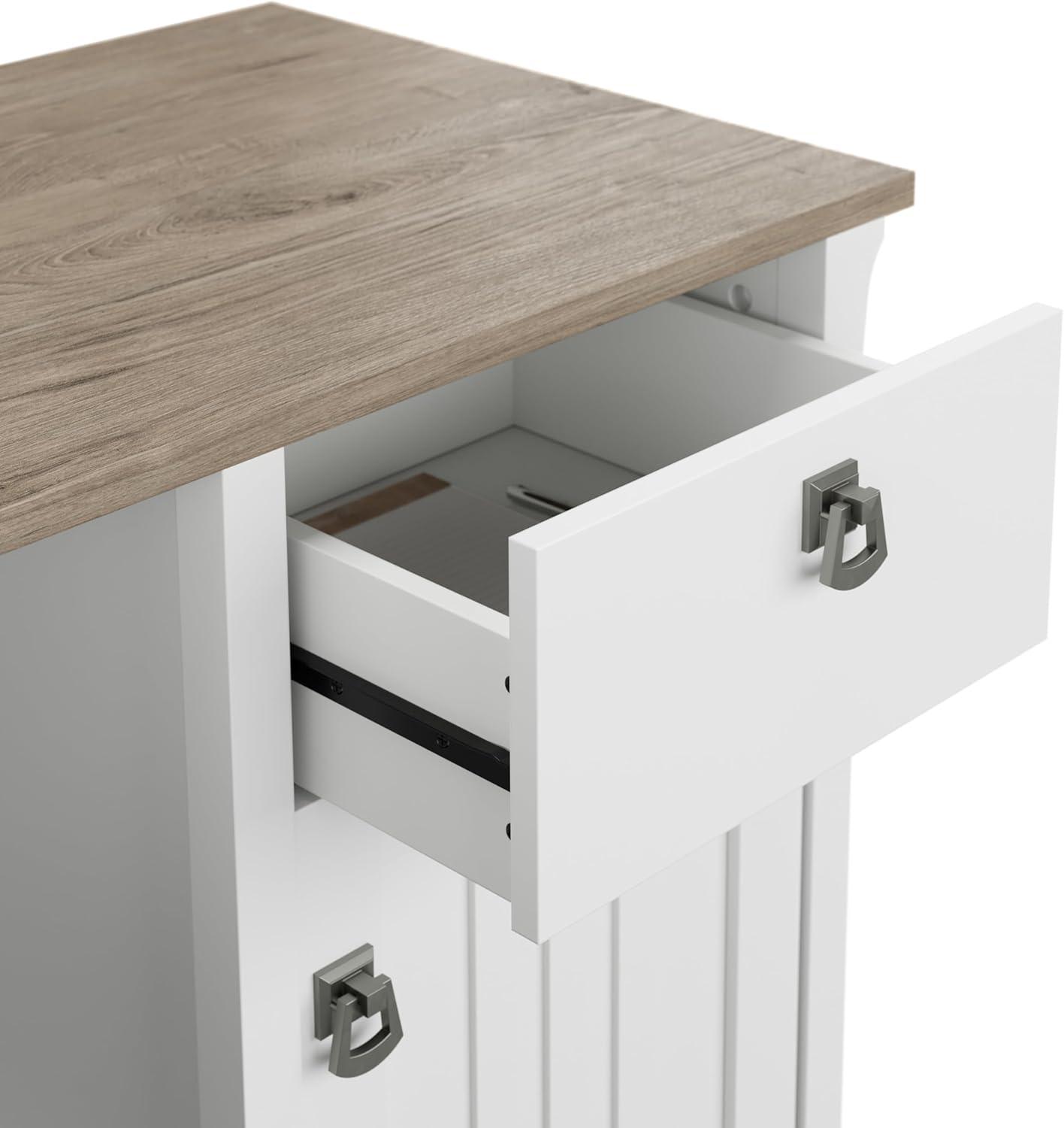 Bush Furniture Salinas 48” Computer Desk & Hutch with Storage, Shiplap Gray & White
