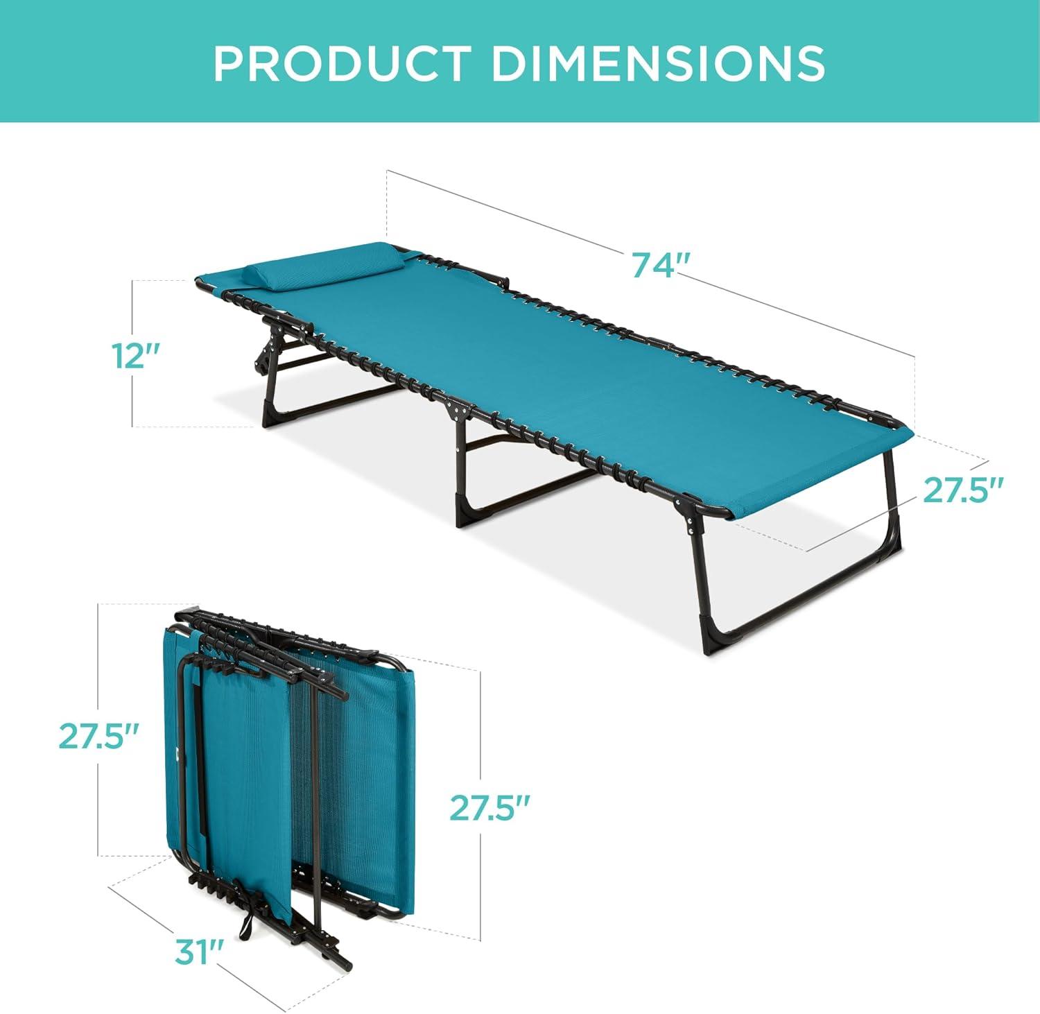 Best Choice Products Patio Chaise Lounge Chair, Outdoor Portable Adjustable Pool Recliner w/ Pillow - Peacock