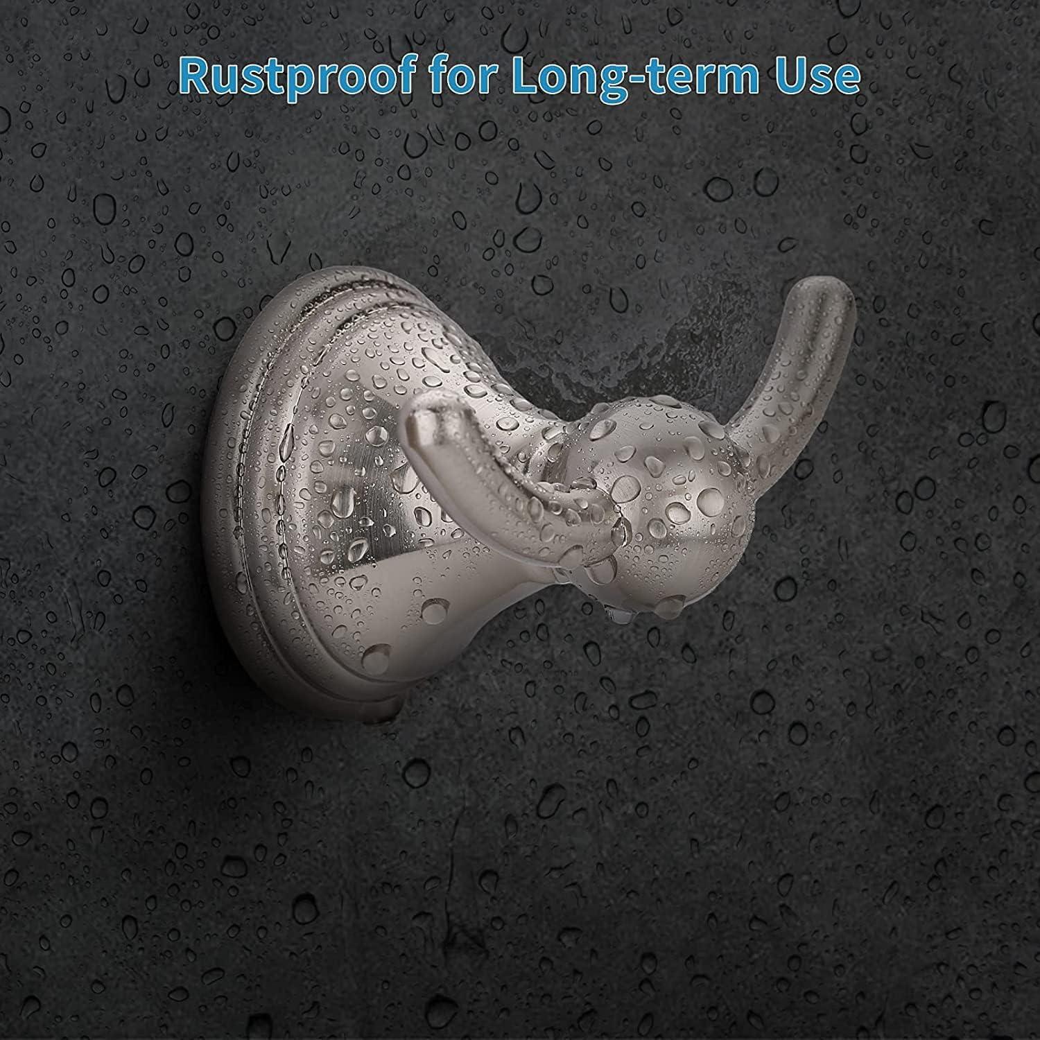 FILTA Bathroom Towel Hooks, Brushed Nickel Robe & Towel Hooks for Wall Mounted, Traditional Towel and Robe Hooks for Hanging Towels, Bath Towel Holder for Shower(2 Pack)