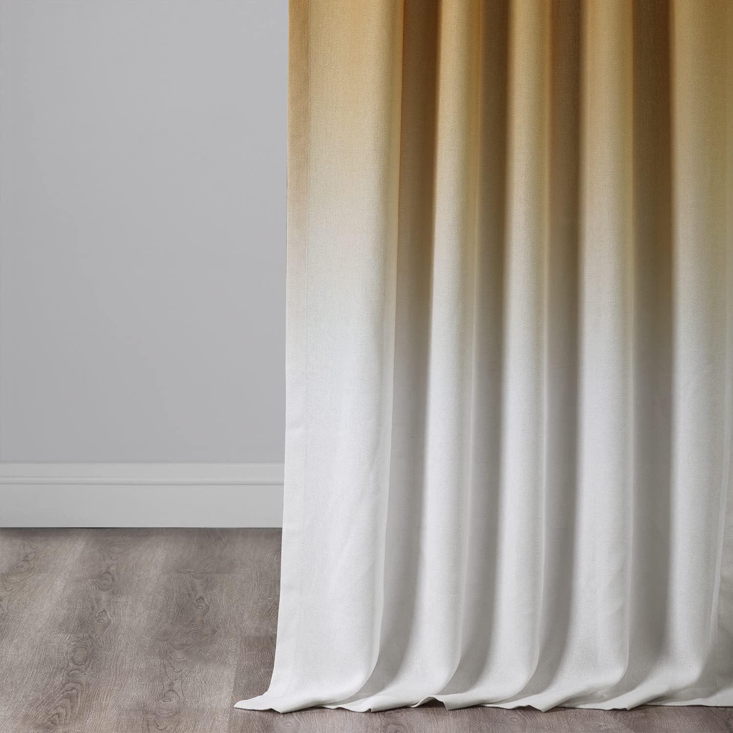 Ombre Gold Faux Linen Sheer Curtain (1 Panel), Ombre Gold, 50W X 84L