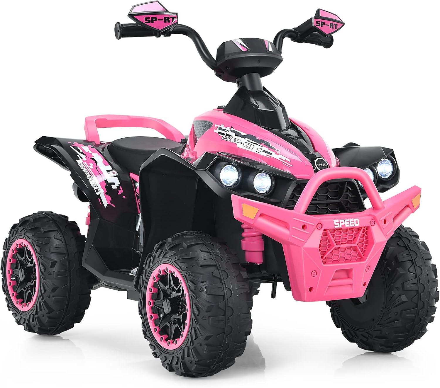 Infans 12V Battery Powered Kids Ride On ATV Electric 4-Wheeler Quad Car w/ MP3 & Light
