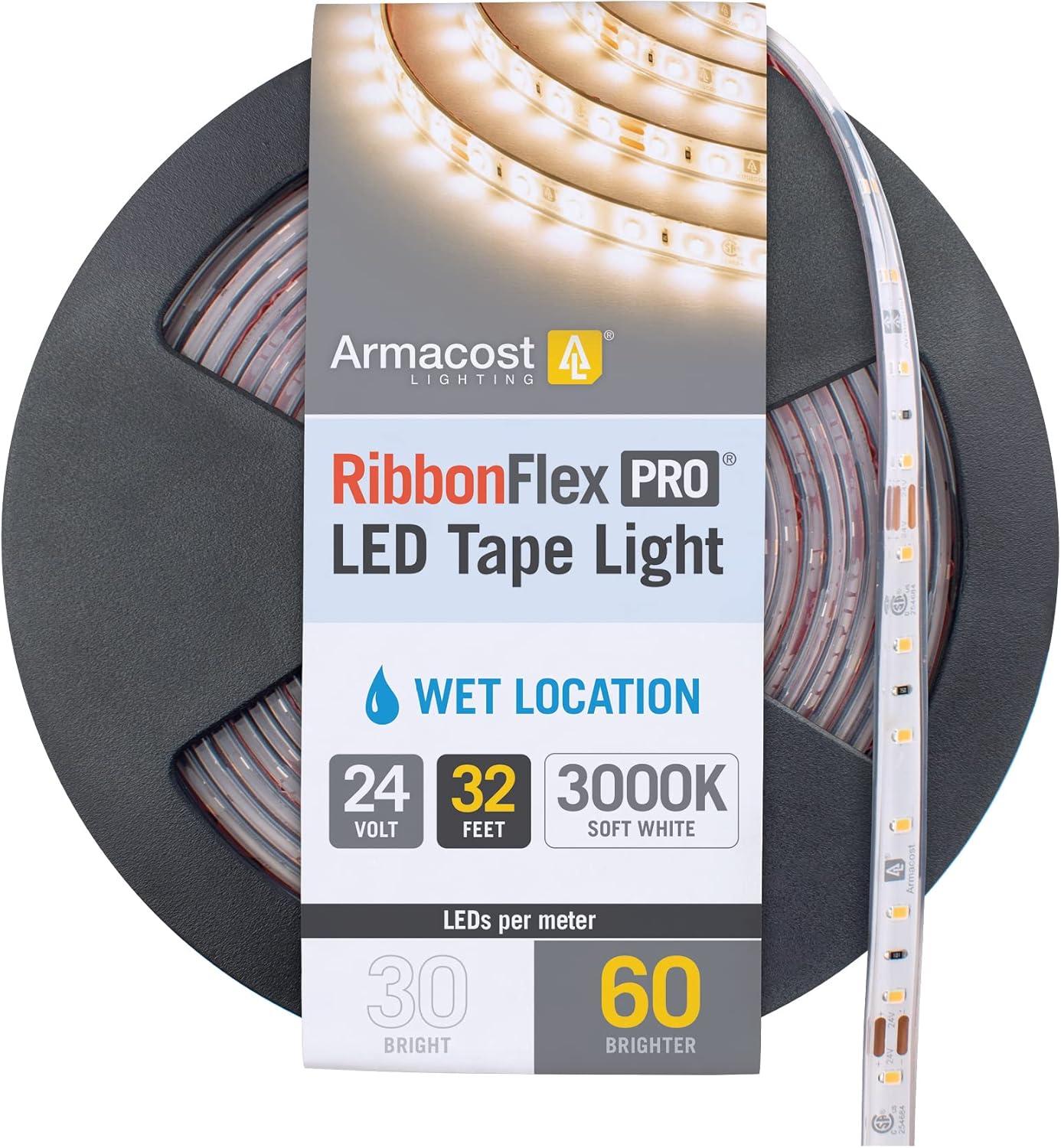 RibbonFlex Pro, 24V, 3000K, 60LEDs/M, IP67, 10M Undercabinet Strip Light