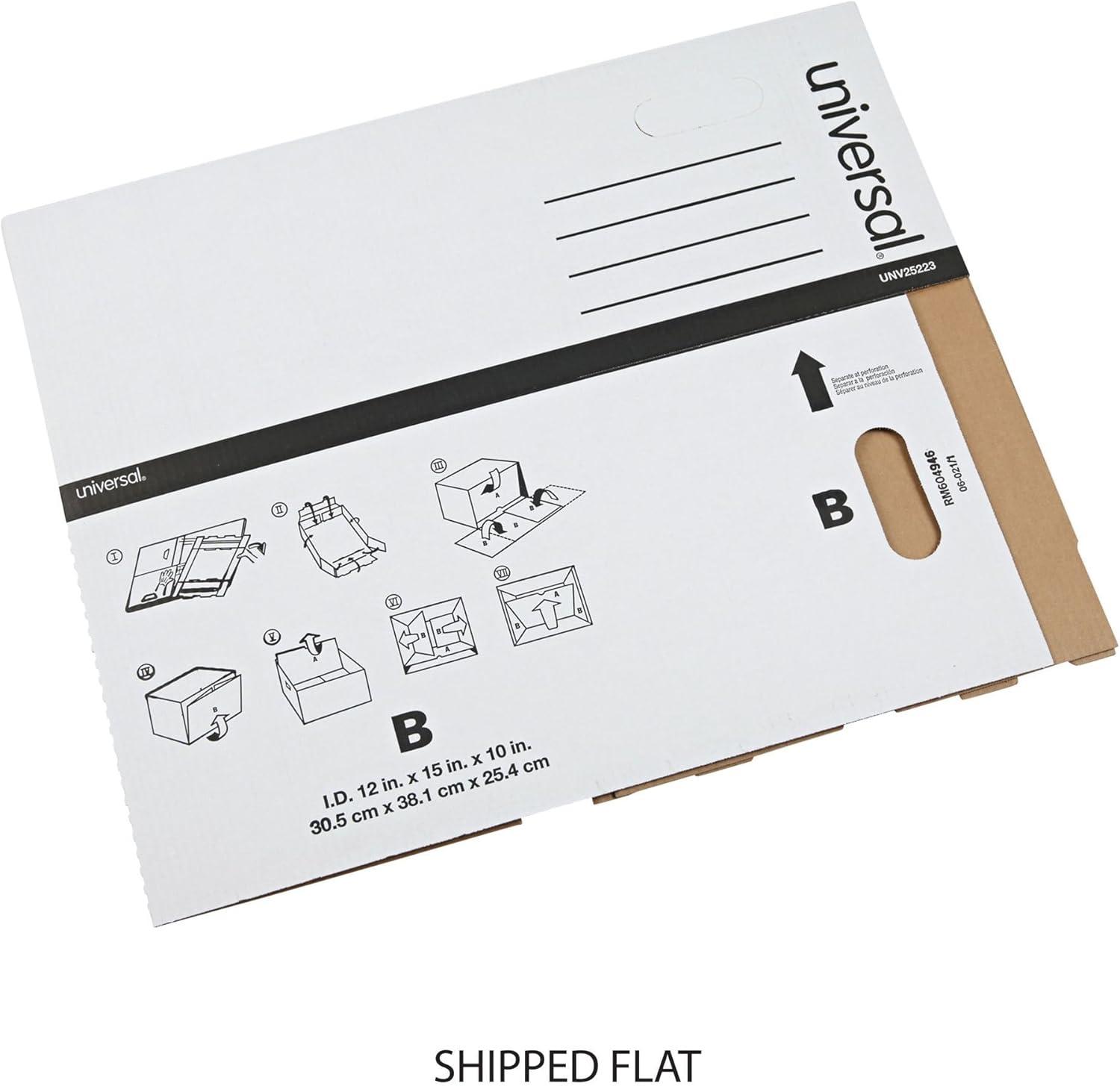 Universal 9523001 12 in. x 15 in. x 10 in. Letter/Legal Files Basic-Duty Economy Record Storage Boxes - White (10/Carton)