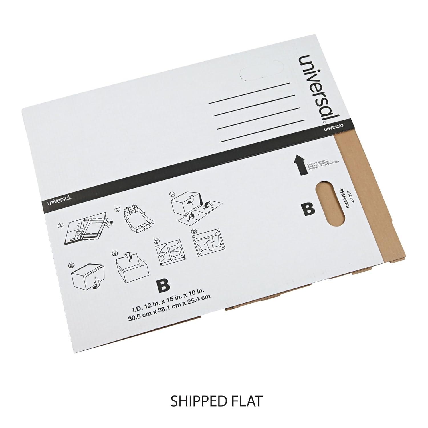 Universal 9523001 12 in. x 15 in. x 10 in. Letter/Legal Files Basic-Duty Economy Record Storage Boxes - White (10/Carton)