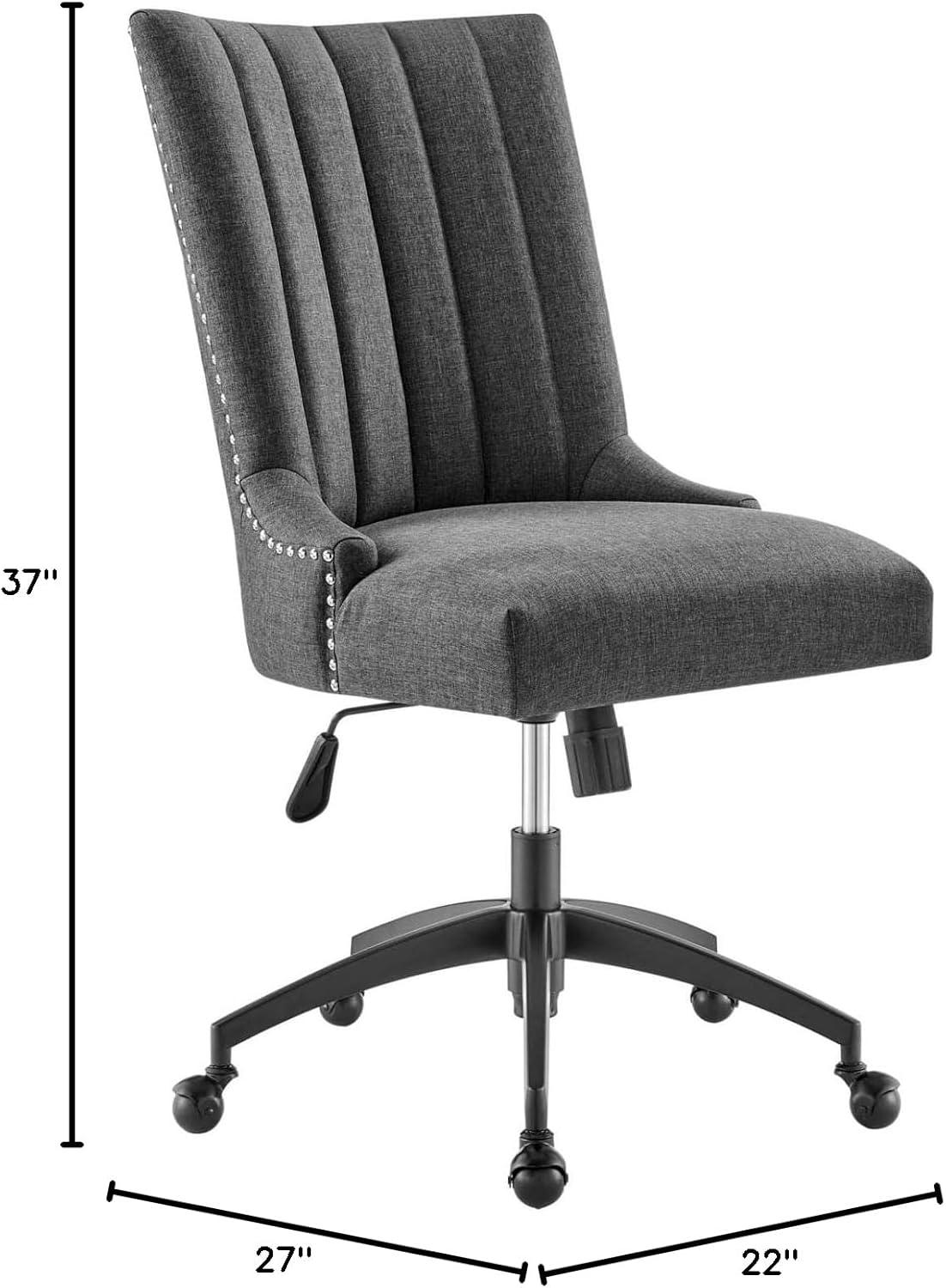 Empower Channel Tufted Fabric Office Chair Black/Gray - Modway: Modern Desk Chair with Casters, Adjustable Height
