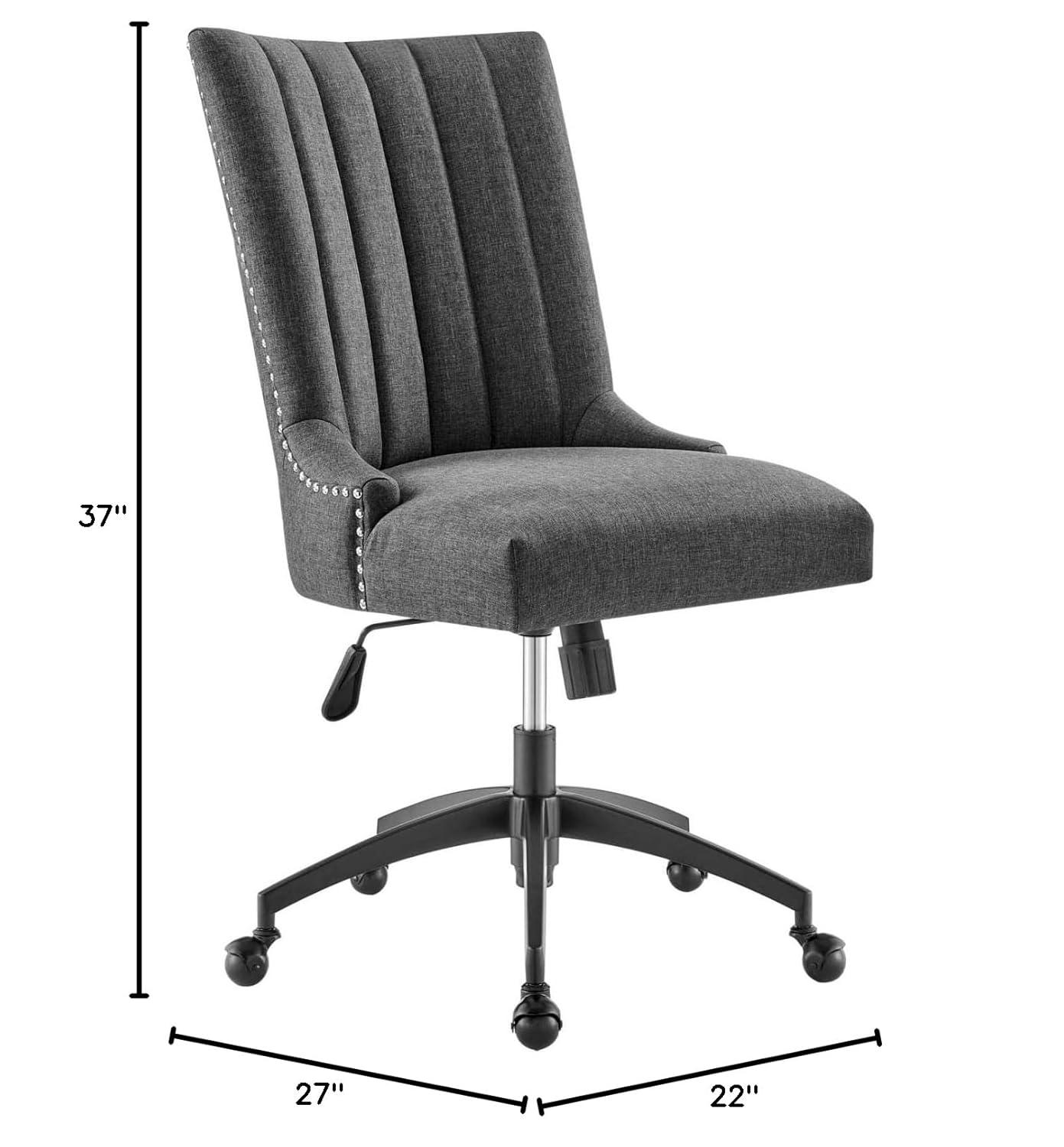 Empower Channel Tufted Fabric Office Chair Black/Gray - Modway: Modern Desk Chair with Casters, Adjustable Height