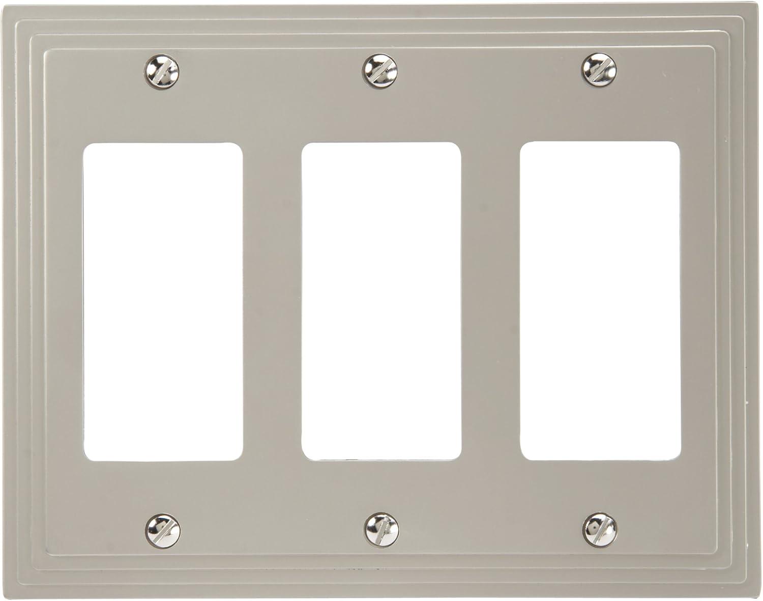 Satin Nickel Triple Rocker Metal Wall Plate