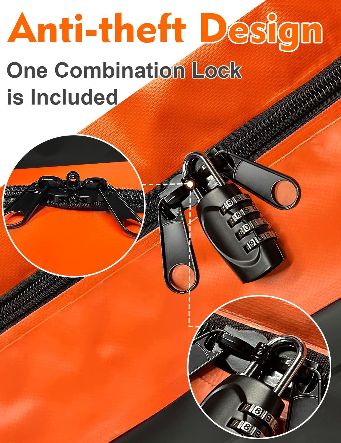 Large Black and Orange Waterproof Rooftop Cargo Carrier Bag