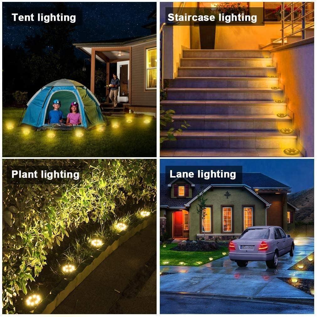 Solar Powered Ground Lights 12 Pack, Solar Lights Outdoor Garden IP68 Waterproof, LED Solar Disk Lights, Solar Landscape Lighting Decoration for Walkway Driveway Pathway Yard Patio Lawn(Warm White)