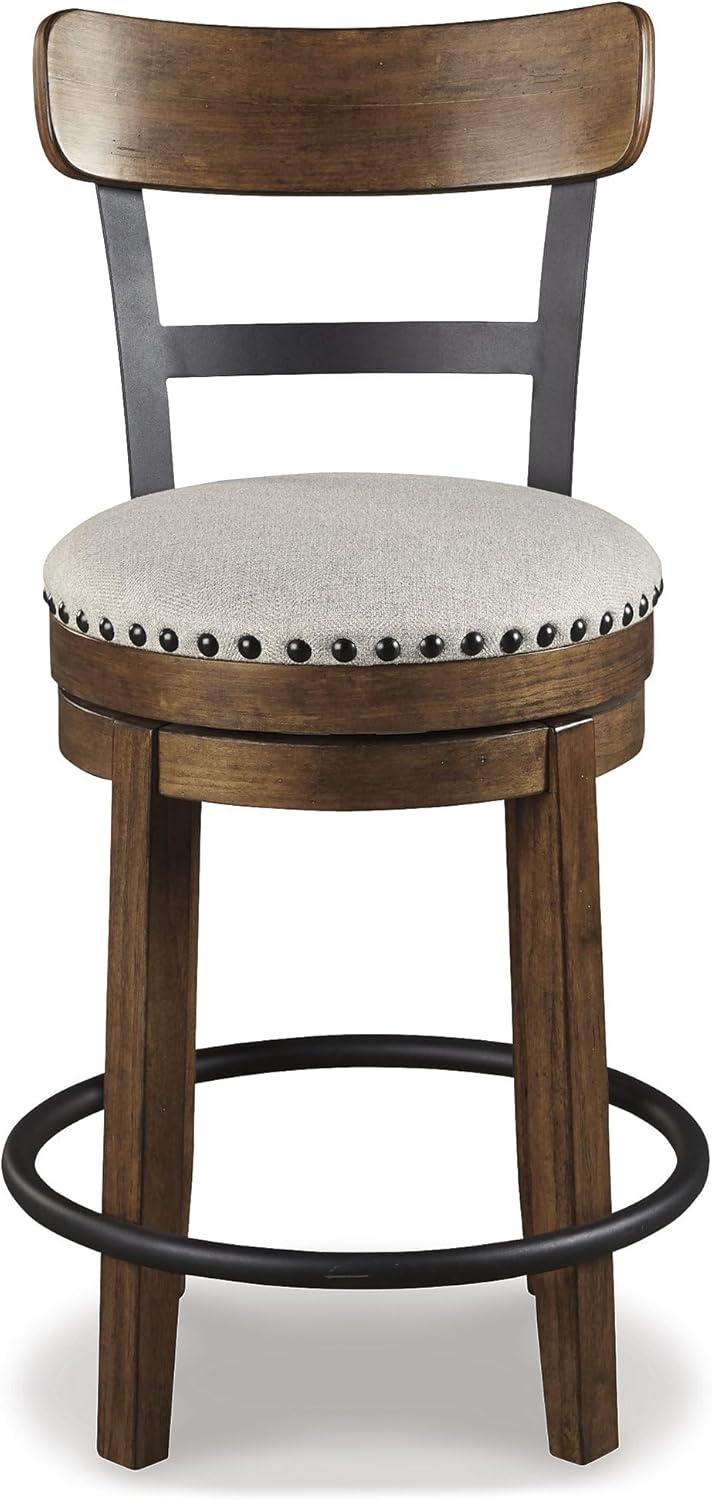 Signature Design by Ashley Valebeck Upholstered Swivel Counter Height Barstool Brown: Polyester, Wood Frame, Fixed Height