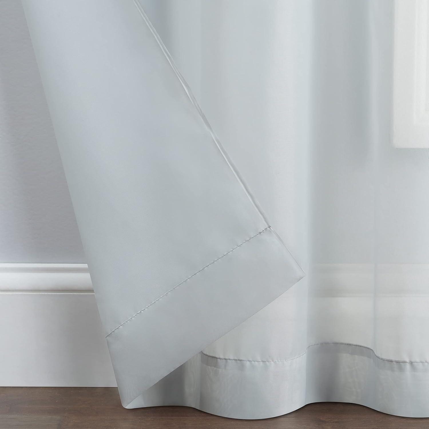 Victoria Gray Sheer Cotton Polyester Rod Pocket Curtain Panels