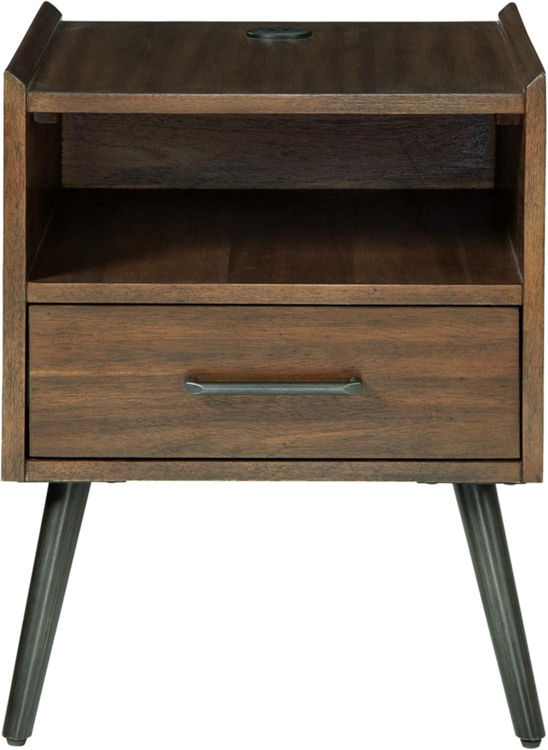 Calmoni Contemporary Black-Brown Square End Table with Storage