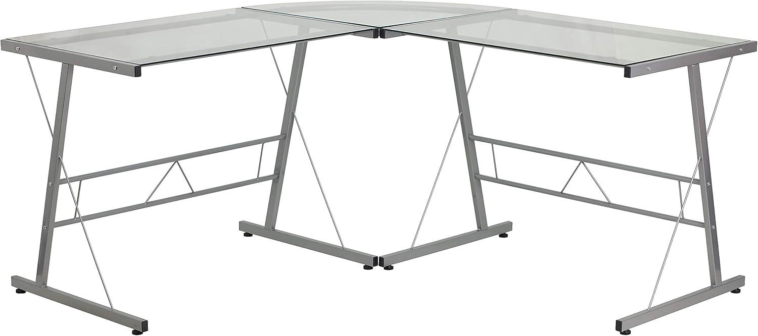 Flash Furniture L-Shaped Desk 83.5" Computer Corner Desk, Gaming Corner Desk, Home Office Corner Desk, Gaming Desk, Easy to Assemble, Clear