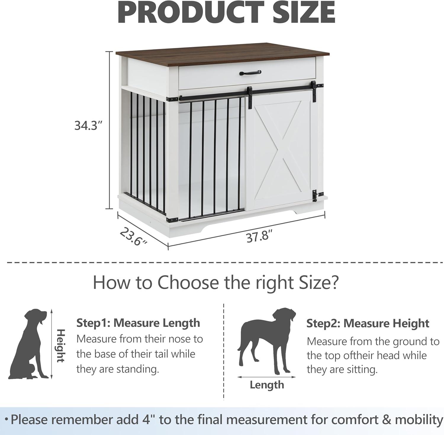 Tucker Murphy Pet™ 37.8''W Modern Dog Crate Furniture With Drawer And Sliding Door