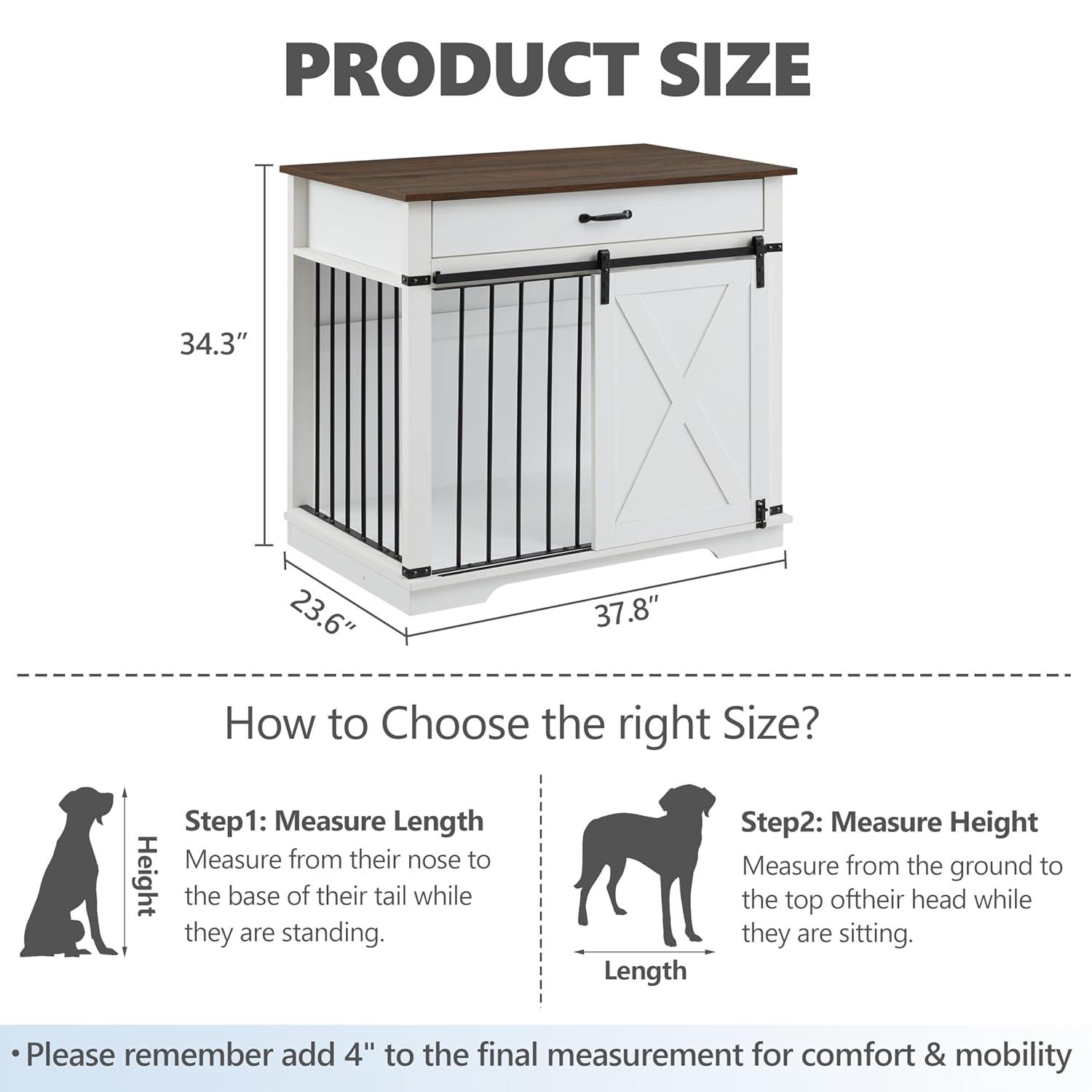 Tucker Murphy Pet™ 37.8''W Modern Dog Crate Furniture With Drawer And Sliding Door