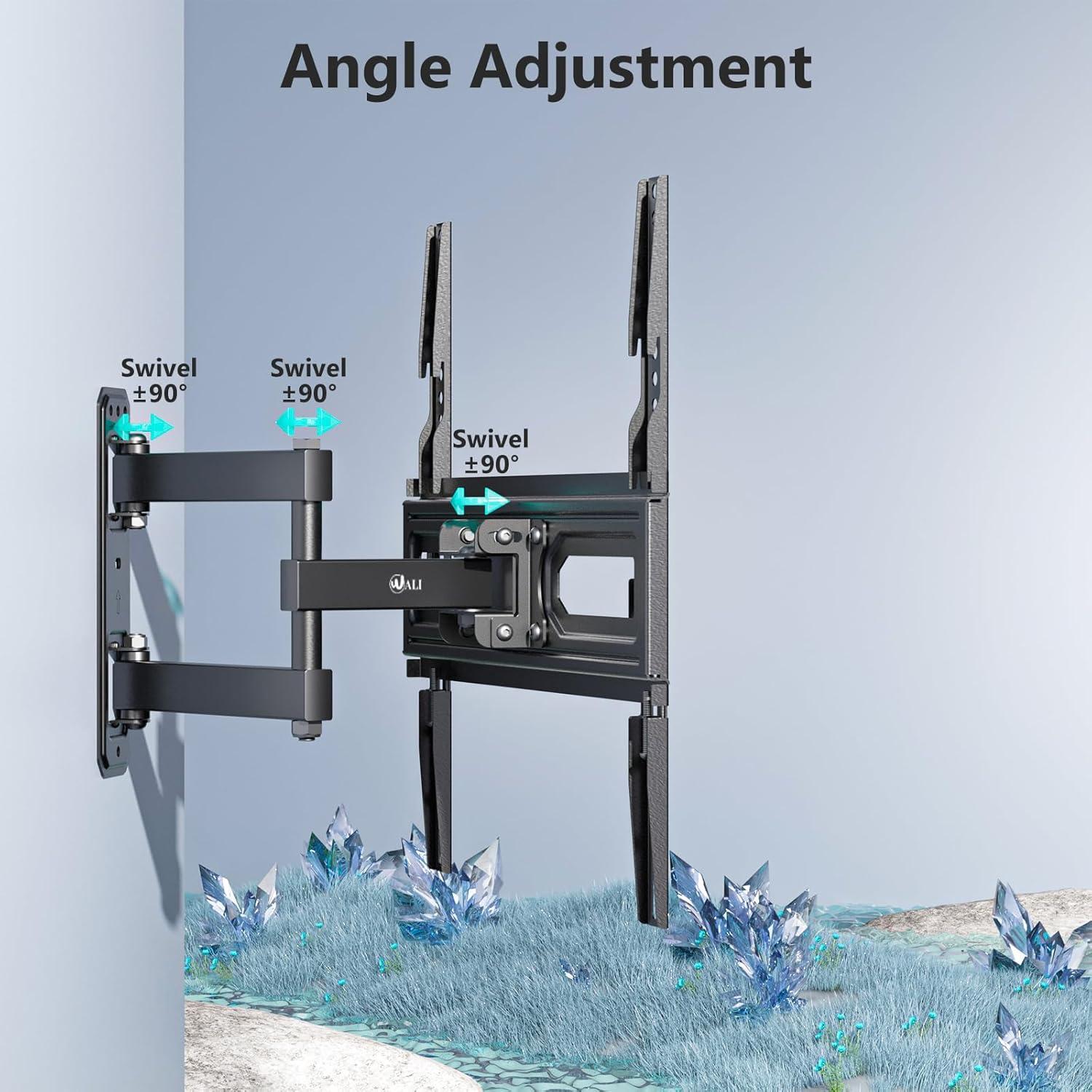 WALI TV Wall Mount for 32-55 inch Flat/Curved TVs, Full Motion Articulating Arm Corner TV Mount for LED,LCD,OLED Screens up to 77lbs, VESA 400x400mm (FTM-1), Black