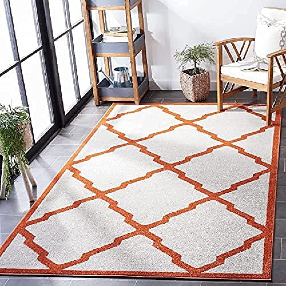 Amherst AMT421 Power Loomed Indoor Area Rug - Beige/Orange - 8'x10' - Safavieh