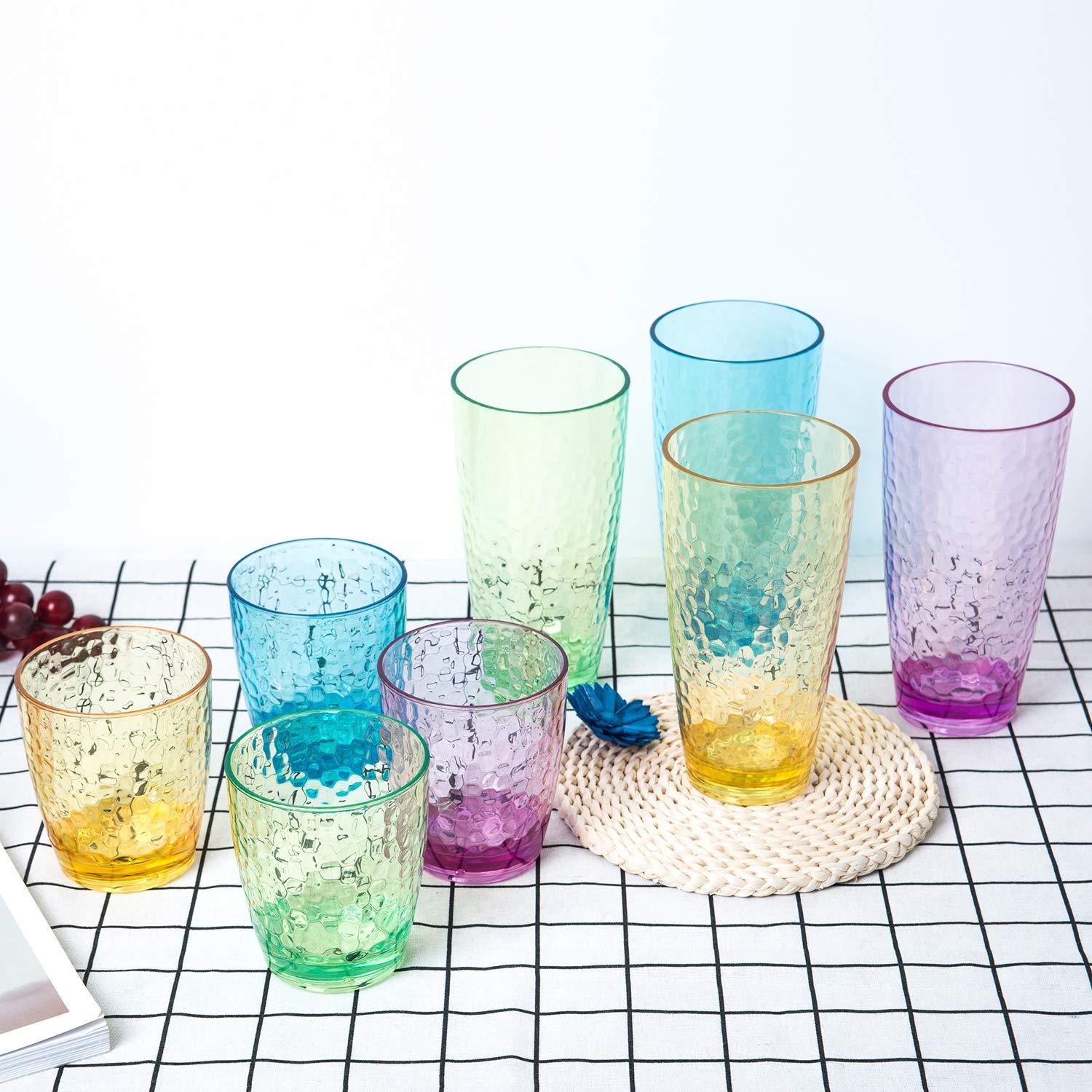 26-Ounce Large Acrylic Glasses Plastic Tumbler/Drinking Cups,Set of 6 Multi-Hammered Style,BPA Free