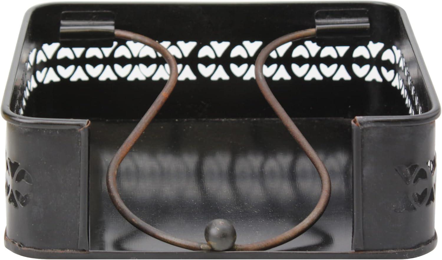 Stonebriar Galvanized Metal Decorative Napkin Holder,7"x7", Black