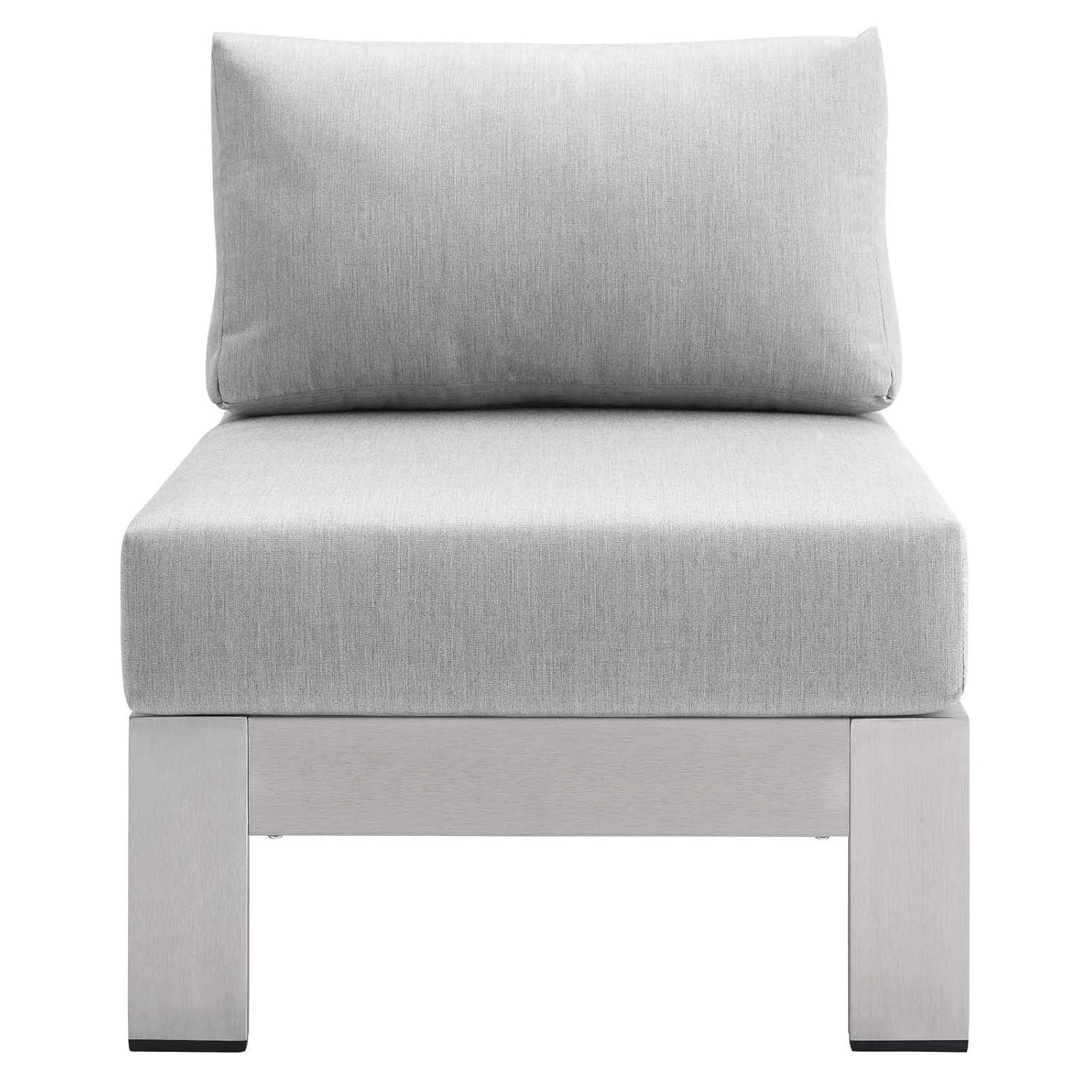 Modway Shore 23.5" Fabric Outdoor Patio Armless Chair in Silver Gray