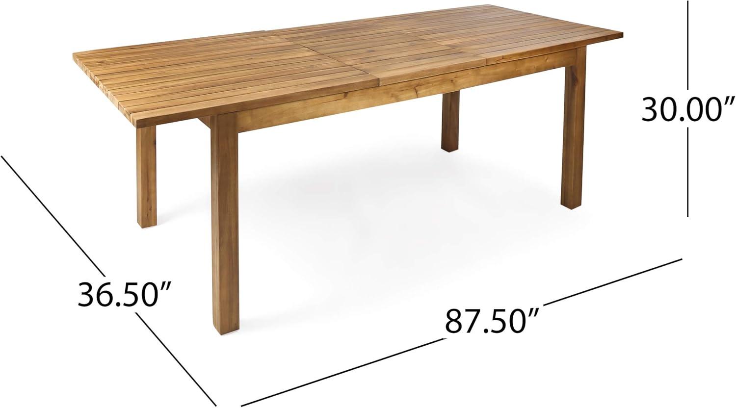 Wilson Teak Finish Acacia Wood Expandable Dining Table