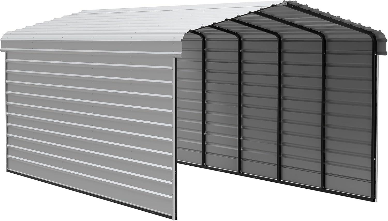 Arrow Arrow Steel Carport with 2 Side Wall Kits, 12x24x09