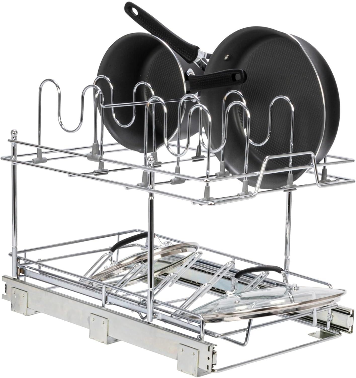 Chrome-Plated Steel 2-Tier Pull-Out Kitchen Organizer