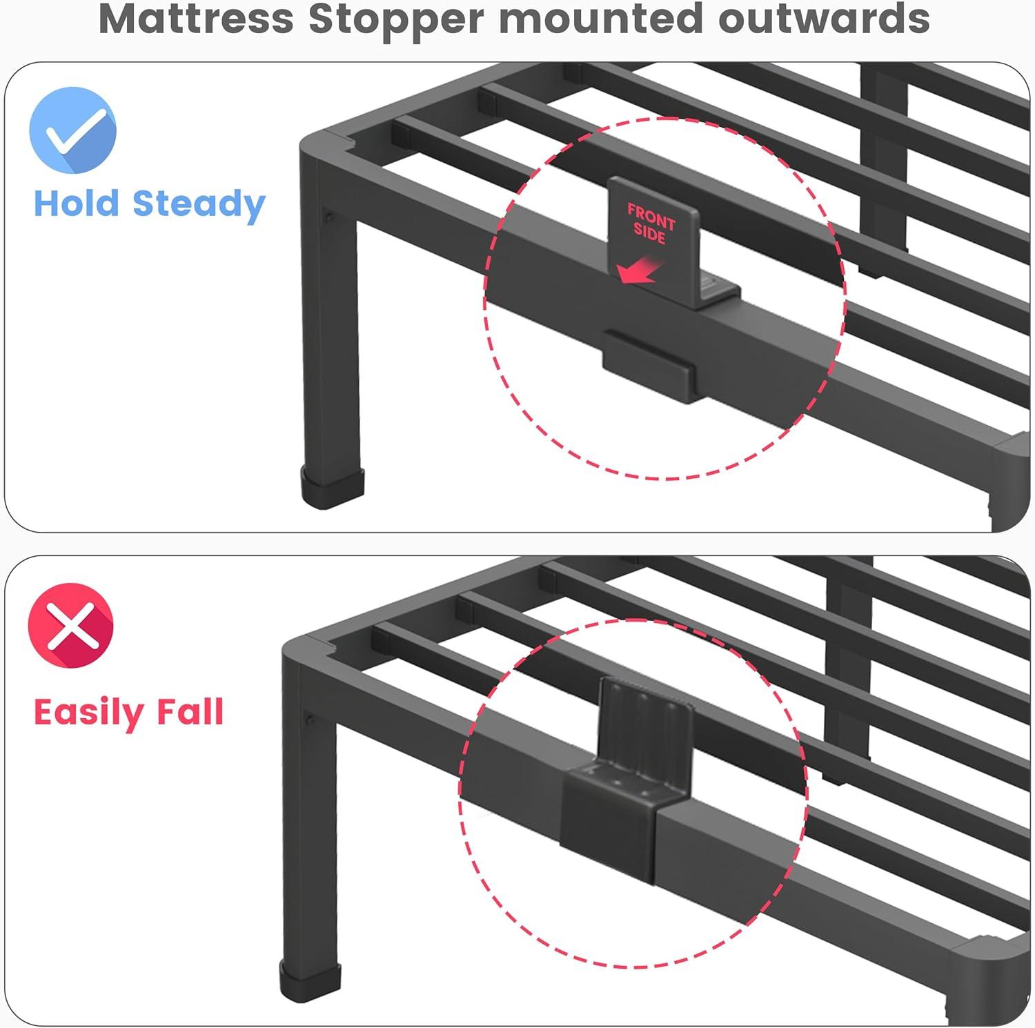 Latitude Run® Amylia 18 Inch Metal Iron Platform Bed Frame, with Wood Slat Support, Heavy Duty Mattress Foundation, Noise Free,Double Beds for Couples, Families , Perfect for Master Bedrooms & Shared Living Space, King
