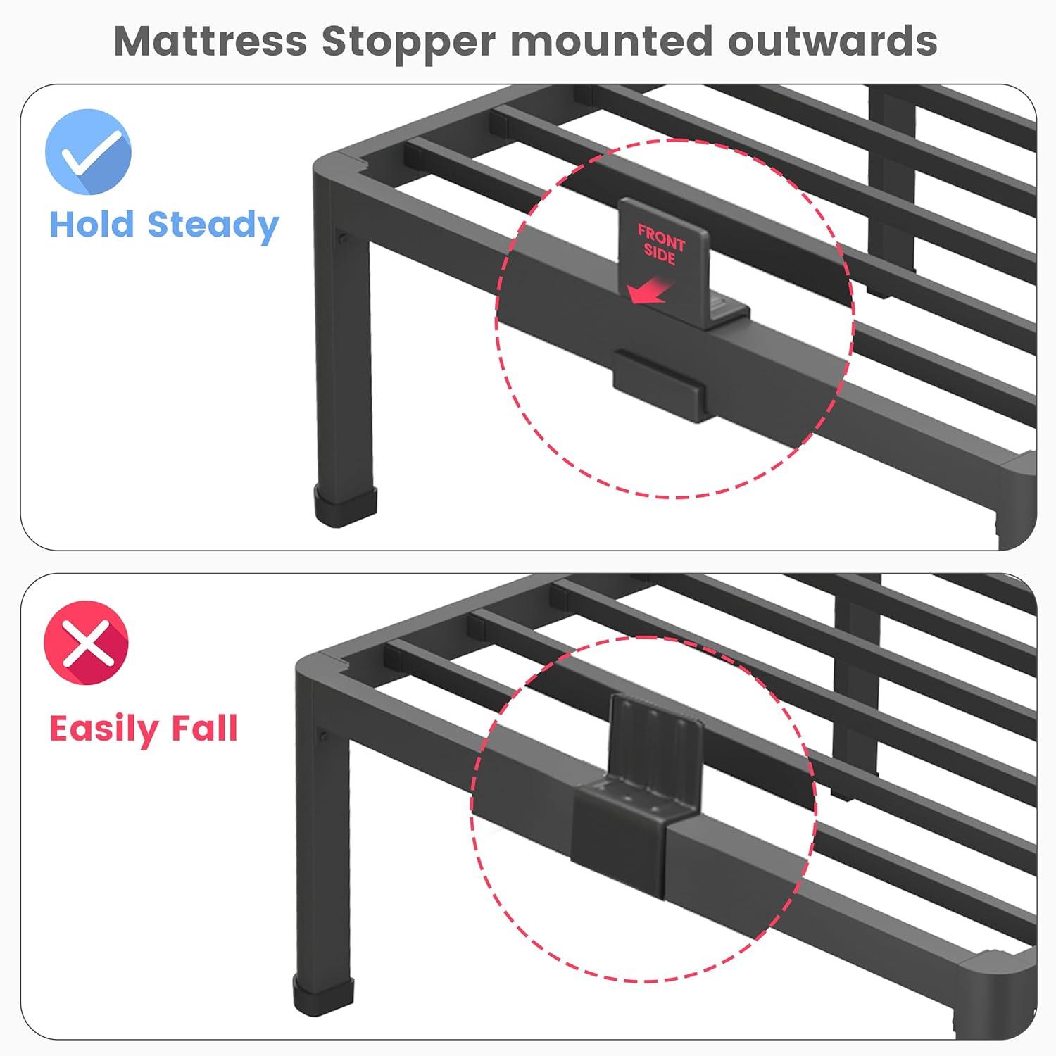 Latitude Run® Amylia 18 Inch Metal Iron Platform Bed Frame, with Wood Slat Support, Heavy Duty Mattress Foundation, Noise Free,Double Beds for Couples, Families , Perfect for Master Bedrooms & Shared Living Space, King