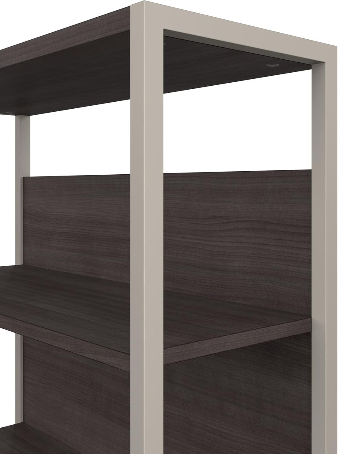 Modern Hickory Adjustable 4-Shelf Tall Etagere Bookcase