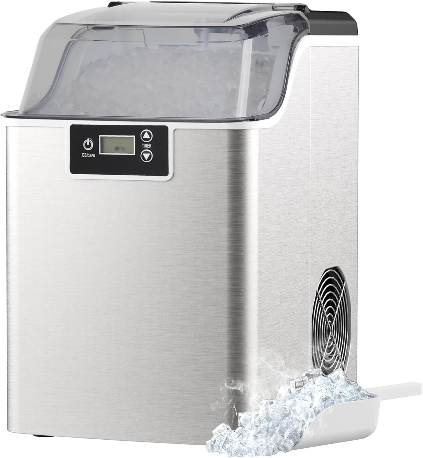 Emorefun Portable Nugget Ice Maker, 44Lbs/24H Compact Ice Machine for Home Office Countertop