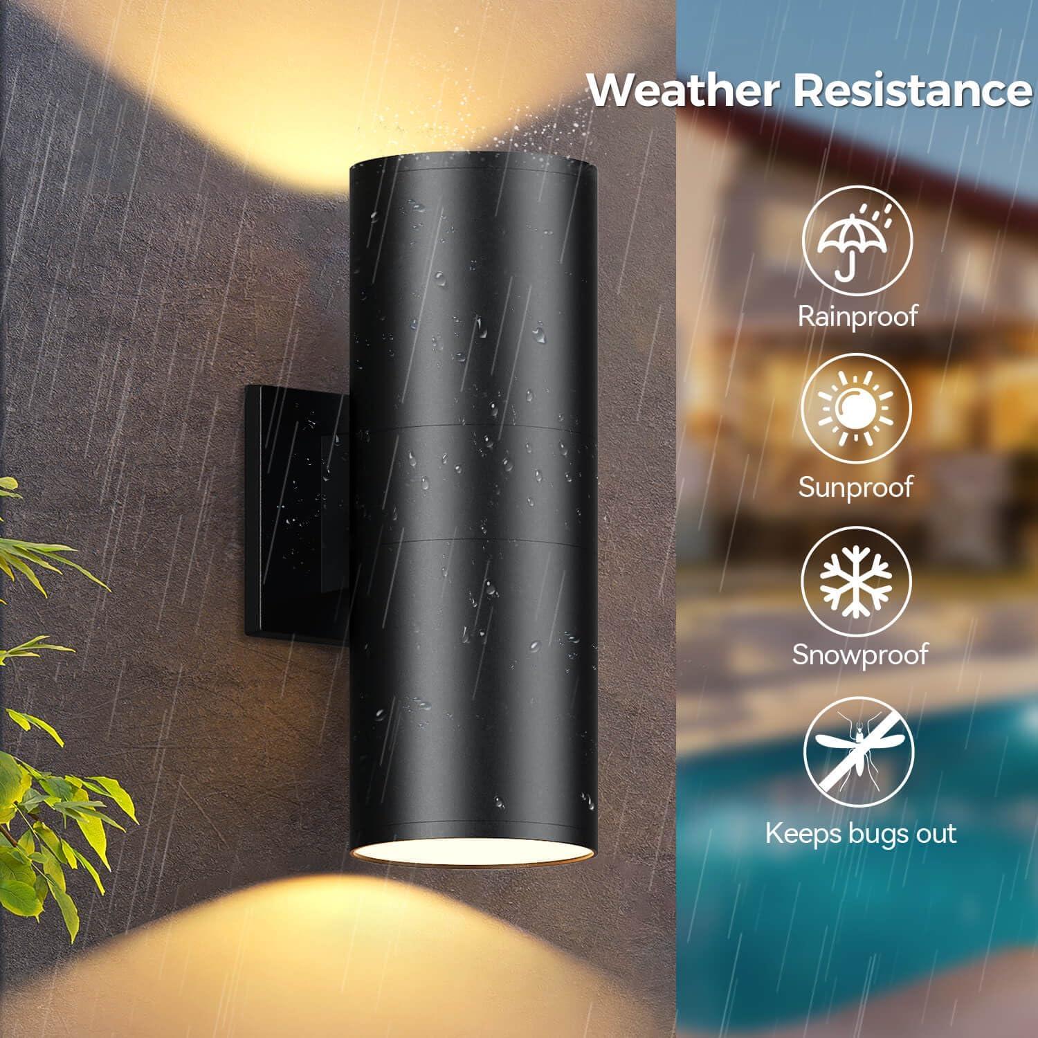 Modern RGB Outdoor Light, 2700K-6500K Ambience Outdoor Wall Sconce Color Changing, Wifi App Control Up Down Lights, Smart Exterior Wall Light For House Porch, Works With Alexa Google Assistant