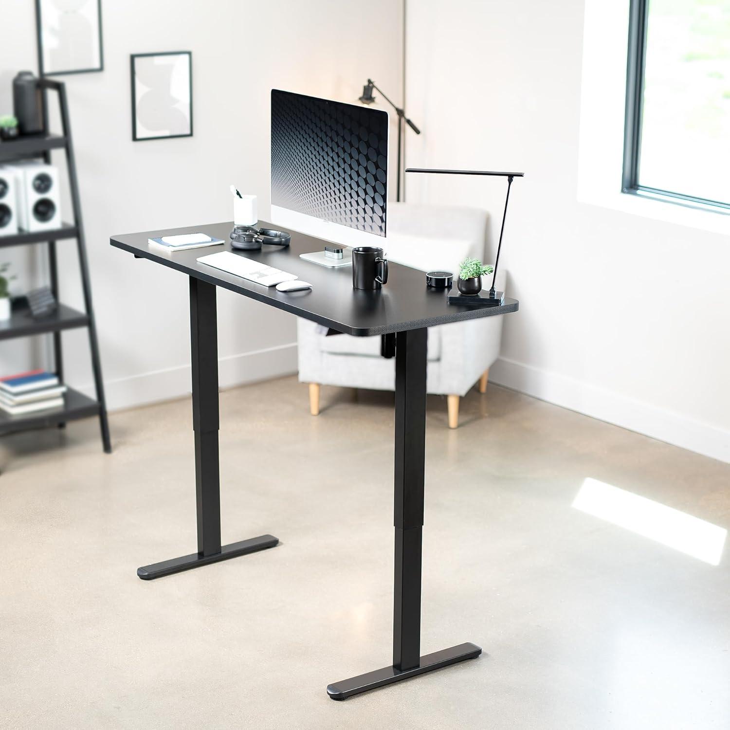 Vivo Black Adjustable Electric Stand Up Desk Frame with Simple Controller