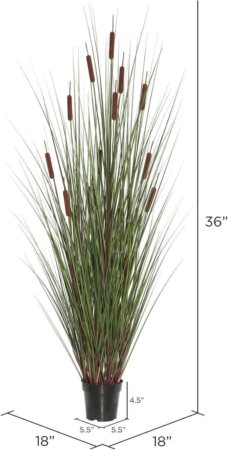 36" Artificial Potted Green Straight Grass and Cattails