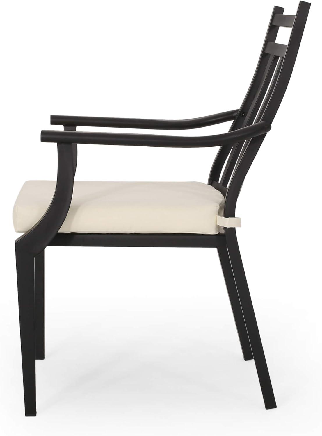 Christopher Knight Home Delmar Outdoor Dining Chair with Cushion (Set of 2) by  - 26.10" W x 24.50" D x 36.00" H Matte Black+Beige