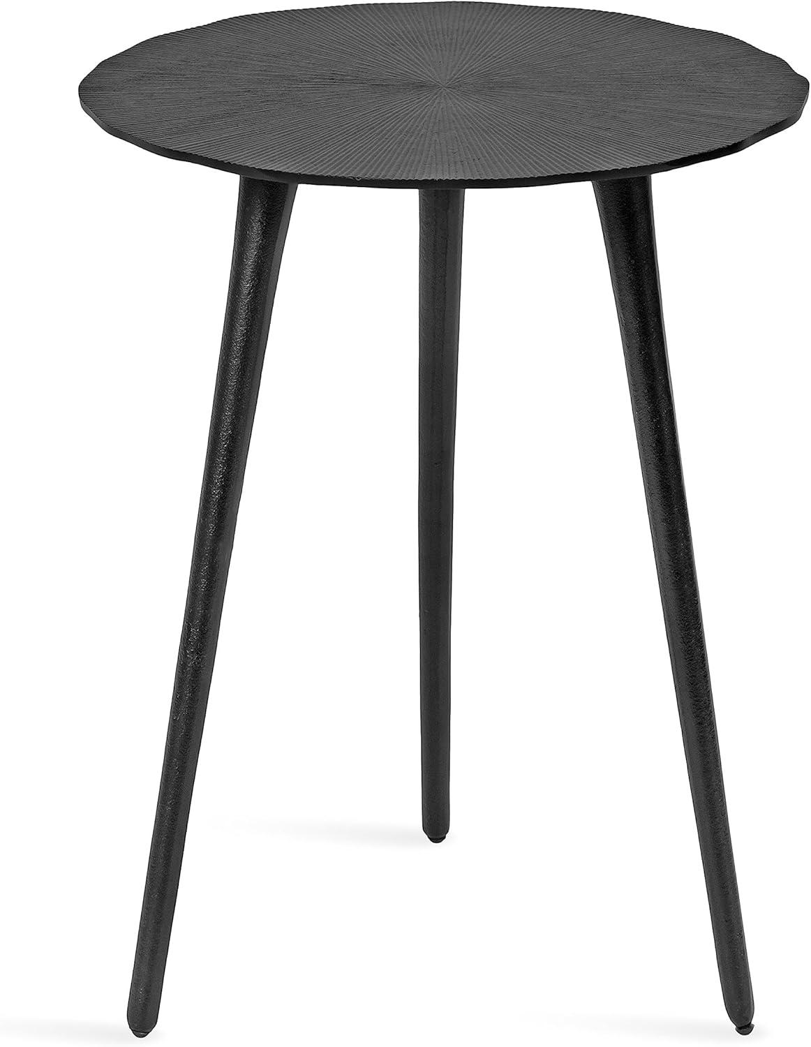 Black Aluminum Round Side Table with Tapered Legs