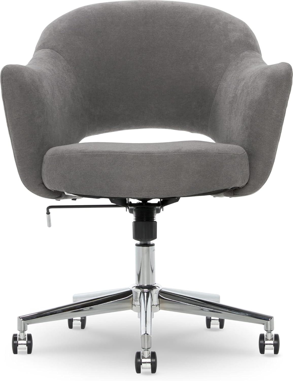 Gray Fabric Swivel Home Office Chair with Chrome Accents