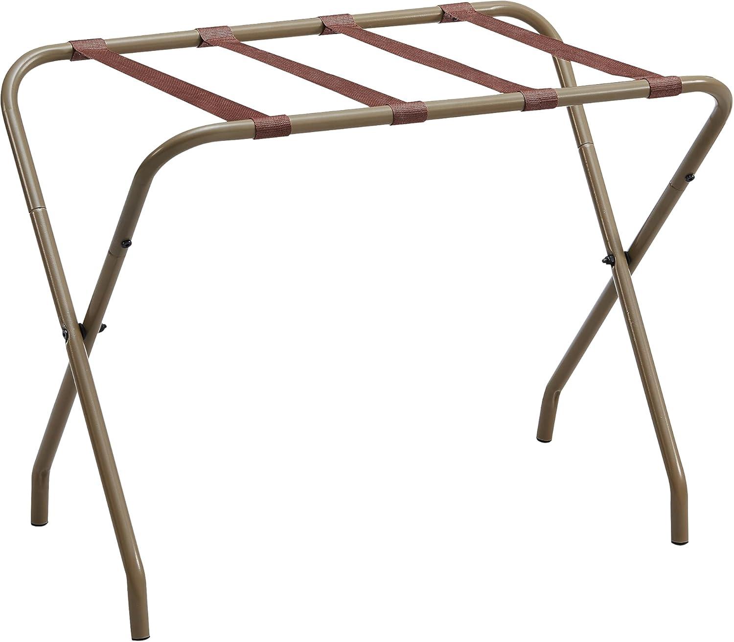 Kings Brand Furniture - Foldable Metal Luggage Rack Suitcase Stand for Guest Room, Hotel, Bedroom Gold Finish