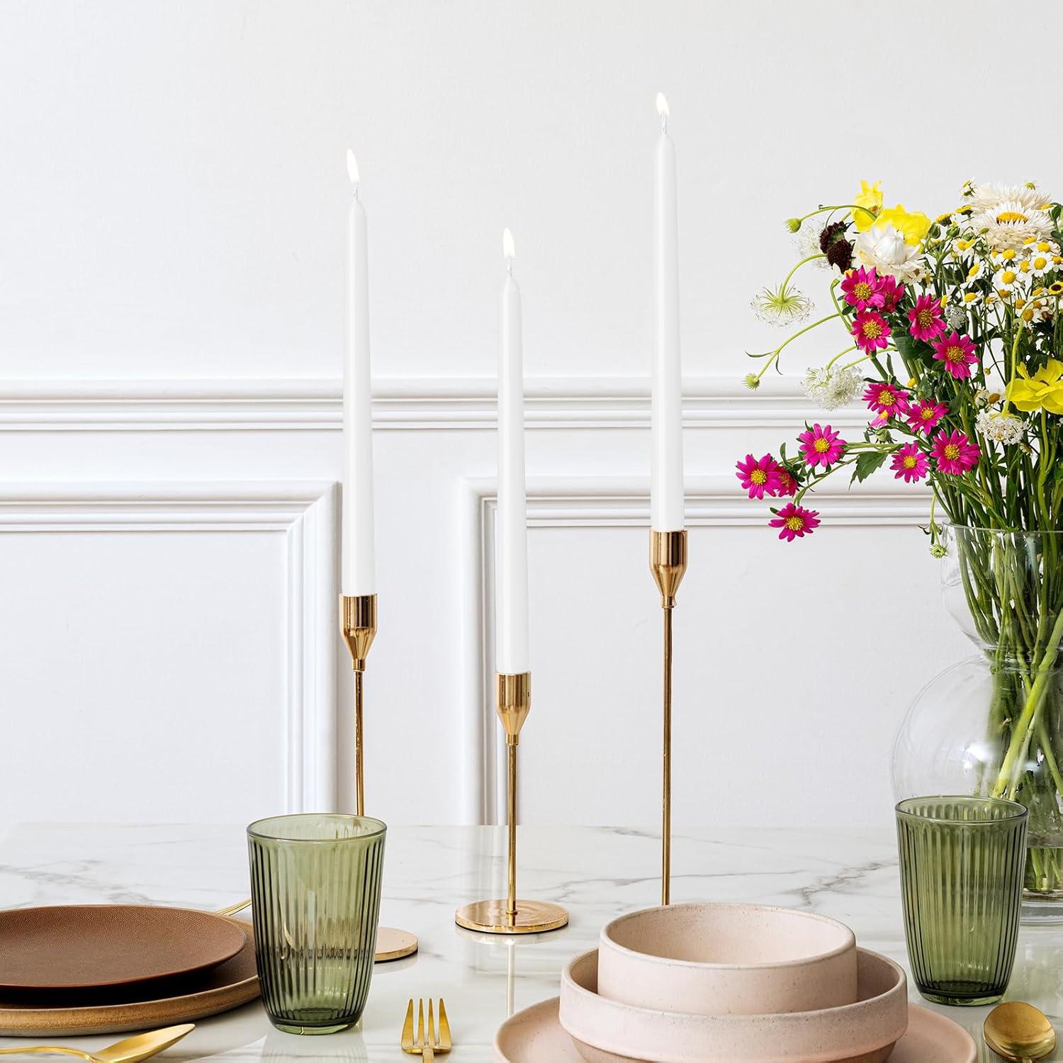 Candwax 10 inch Taper Candles Set of 4 - Dripless Taper Candles and Unscented Candlesticks - Perfect as Dinner Candles and Household Candles - White Candles