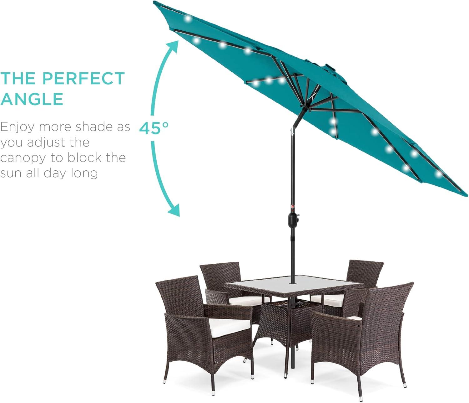 Best Choice Products 10ft Solar LED Lighted Patio Umbrella w/ Tilt Adjustment, UV-Resistant Fabric - Cerulean