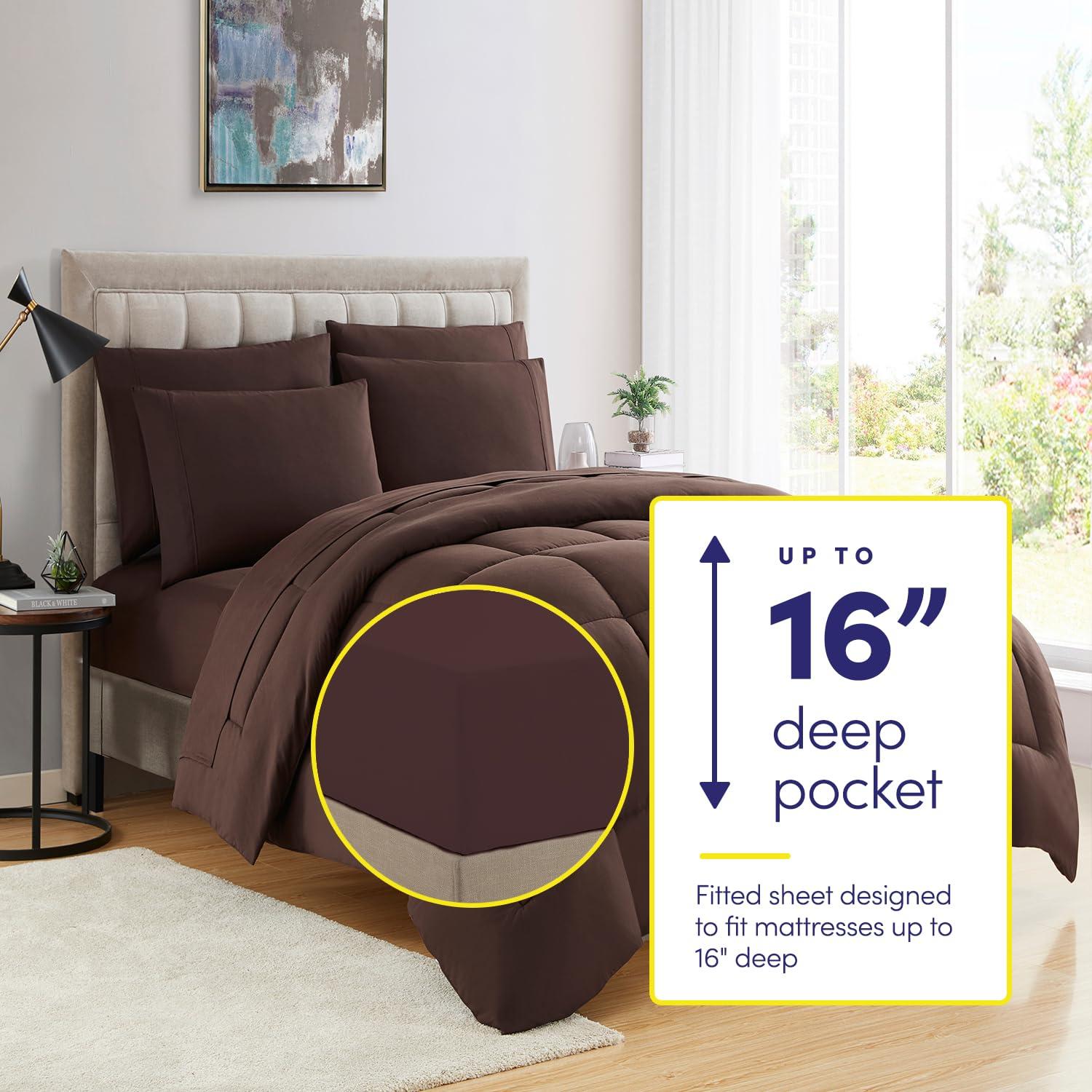 Sweet Home Collection All Season Bed-in-A-Bag 5pc/7pc Solid Color Comforter & Sheet Set Ultra Soft Bedding by Sweet Home Collection