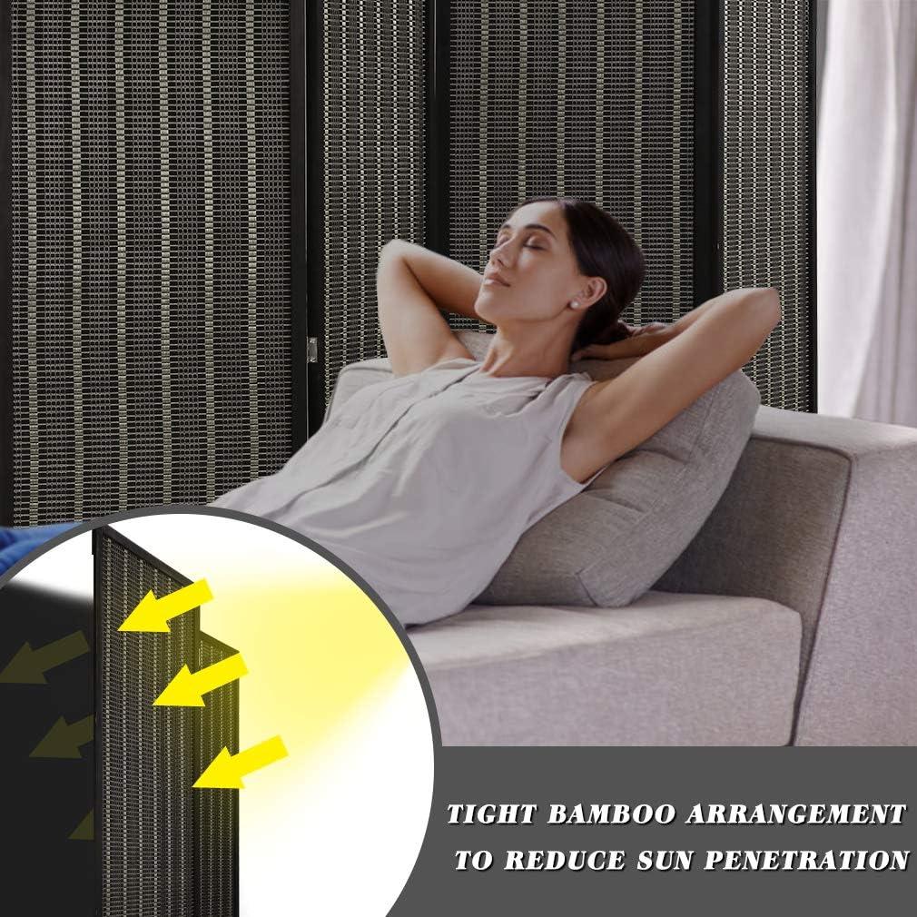 FDW Bamboo Room Divider Folding Privacy Wooden Screen 4 Panel 72 Inches High 17.7 Inches Wide Room Divider for Living Room Bedroom Study,Natural