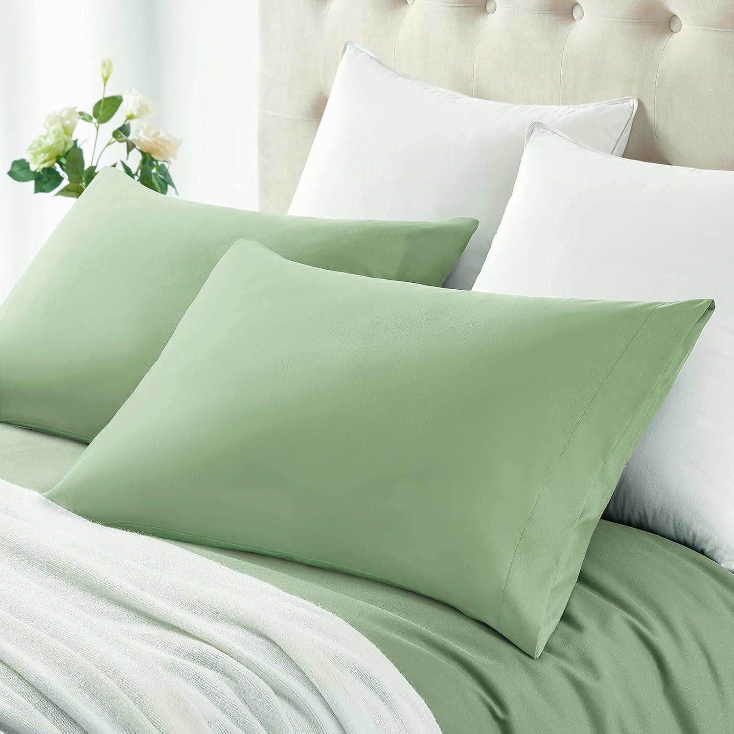 Unique Bargains Breathable Envelope Closure Polyester Pillowcase (2 Count) Green Queen