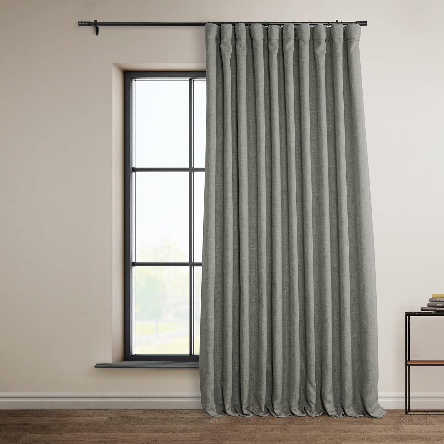 Faux Linen Textured Room Darkening Curtains for Bedroom & Living Room Curtains - Single Panel drapes