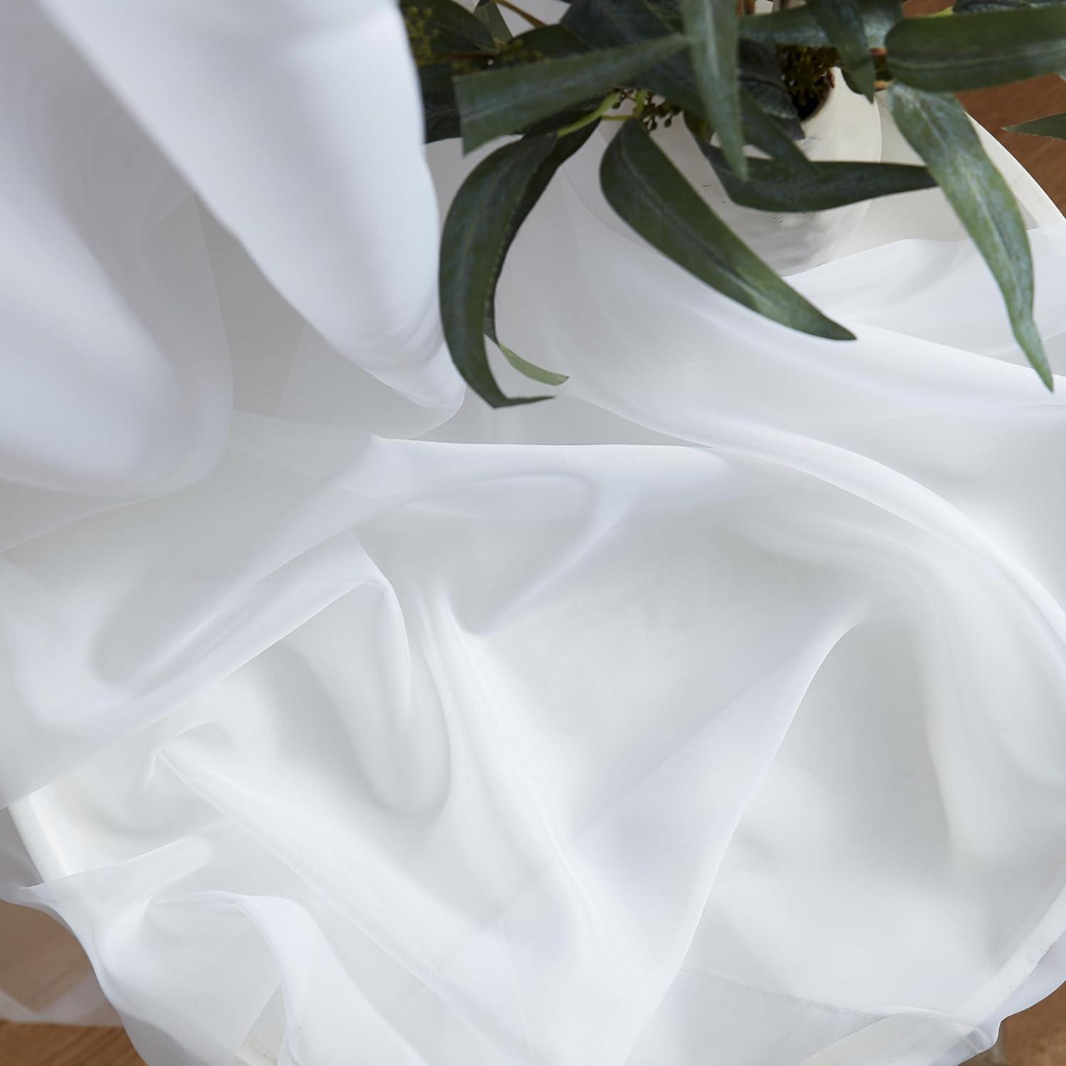 HLC.ME Sheer Voile Transparent Window Treatment Rod Pocket Curtain Panels - Set of 2 - White, 54 W x 90 L