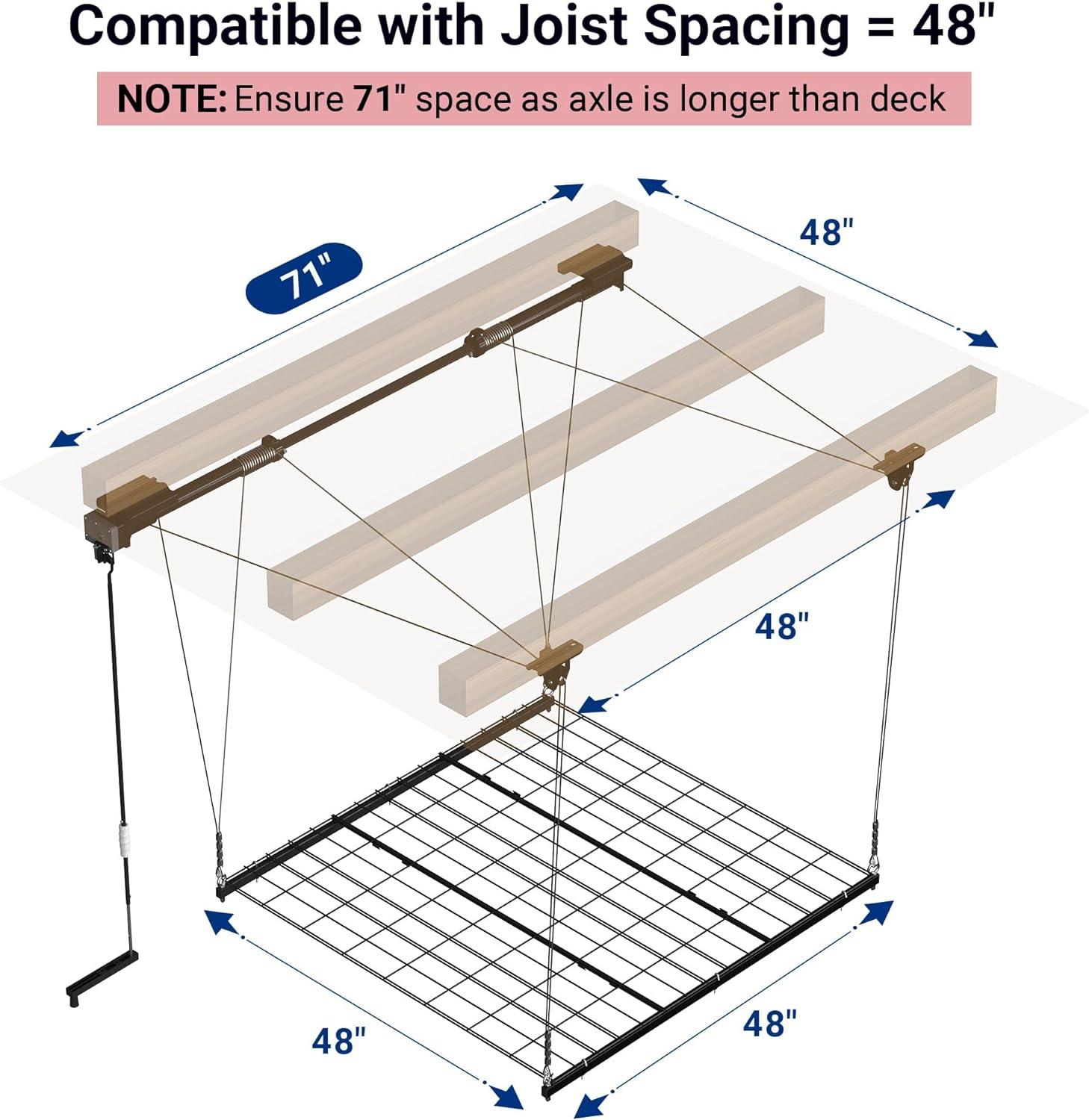 Black Adjustable Heavy-Duty Ceiling Mounted Garage Storage Rack